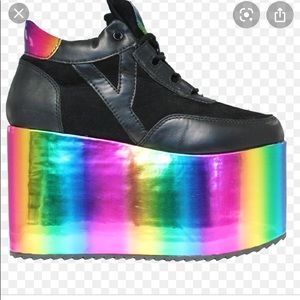 YRU sz 6.5 Cos/Animae Rainbow platform Cuomo shoes